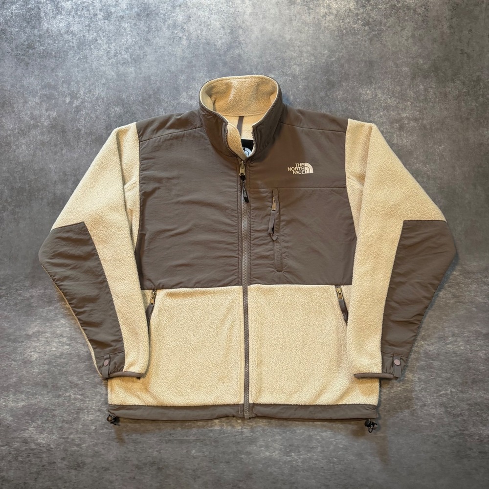The North Face Denali Fleece Jacket Womens M Medium Cream Taupe Gray Full Zip